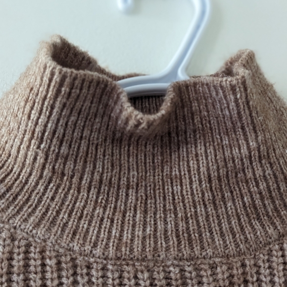 Tan High Neck Cropped Sweater - Picture 3 of 4